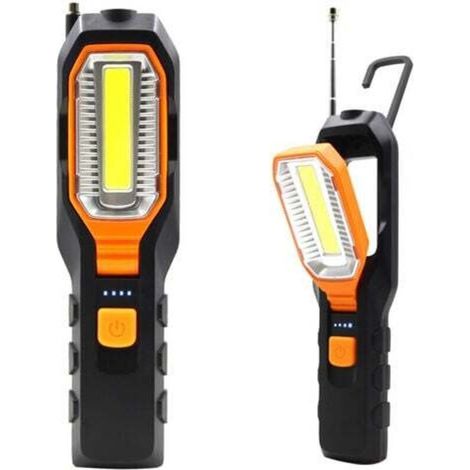 Lampe D'Inspection, Lampe Baladeuse Led Rechargeable, Lampe De Travail Cob, Lampe De Torches De Led, Avec Base Magnétique Et Crochet À Suspendre Pour Ateliers Automobile, Camping, Urgences
