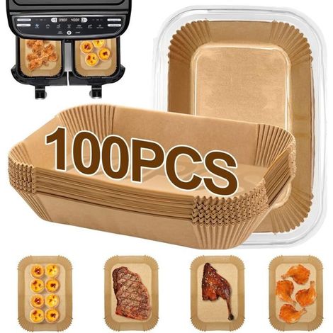 Lot De 100 Doublures De Friteuse À Air Pour Friteuse Ninja Dual Air, Doublures En Papier Parchemin J
