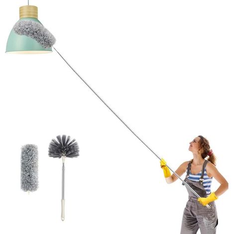Plumeau Télescopique En Microfibre 250 Cm – Résistant Aux Rayures – Lavable Et Pliable – Pour Espaces Difficiles D'Accès – Outil De Nettoyage