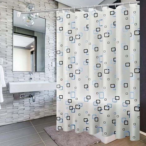 Rideau De Douche 200x200cm En Peva – Imperméable, Antibactérien, Anti-moisissure – Installation Facile Avec Crochets En Métal