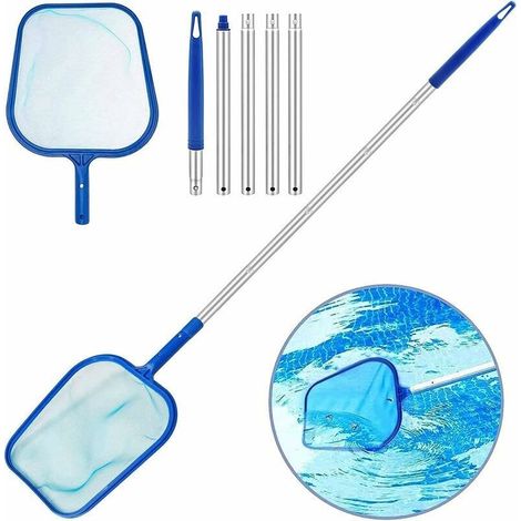 Écumoire De Piscine – Filet À Mailles Fines En Pp – Mât Télescopique Aluminium 120 Cm – Pour Nettoyage Rapide De Débris