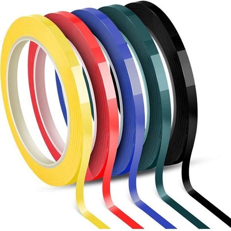 Ruban Pour Tableau Blanc, Auto-adhésif, 5 Couleurs Assorties, 6 Mm X 66 M Par Rouleau, Lot De 5 Rouleaux