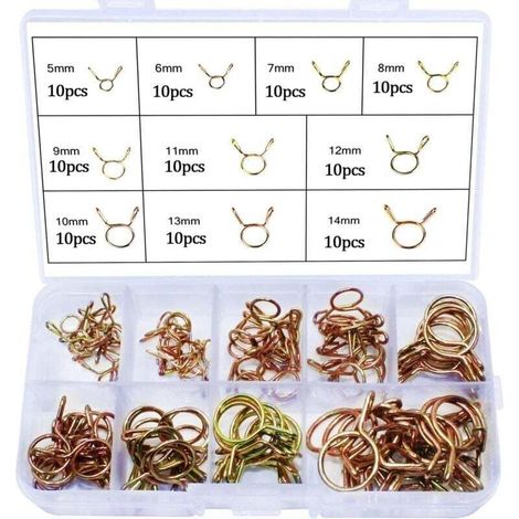 Colliers De Serrage À Ressort Pour Tuyaux De Carburant, 100 Pièces, 5 Mm, 6 Mm, 7 Mm, 8 Mm, 9 Mm, 10 Mm, 11 Mm, 12 Mm, 13 Mm, 14 Mm