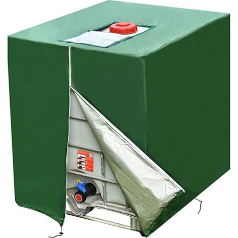 Bache Pour Cuve 1000l Ibc, 1 Pièce 420d Réservoir D'Eau Couvercle, Anti-uv Anti-poussière Couverture Container Réservoir Ibc,bache De Protection Cuve Ibc Avec Fermeture Éclair(116 X 100 X 120 Cm)
