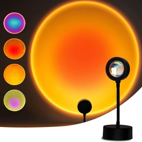 Projecteur De Coucher De Soleil À Led – 15 Couleurs – Lentille Hd – Rotation 360° – Matériaux Durables Pour Ambiance Décorative