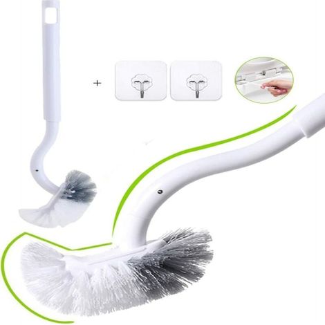 Brosse Wc Incurvée 40 Cm – Tête En Abs Et Pp Souple – Nettoyage Efficace Des Rebords – Lot De 2 Pièces Avec Crochet