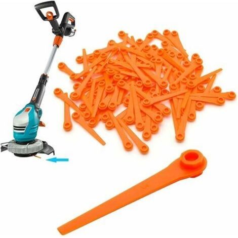 Lot De 100 Lames De Rechange En Plastique Pour Tondeuse À Gazon Gardena 9823 9825 9820 9821 Orange 70 Mm