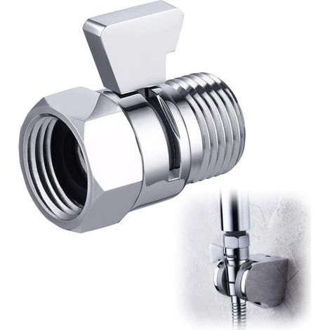Pommeau De Douche Avec Robinet D'Arrêt G1/2 – Laiton Poli – Cartouche Céramique 200 000 Cycles – Installation Facile – Contrôle Débit Ergonomique - K1140b3-ch