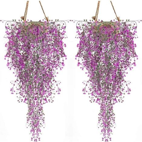 Plantes Artificis Lot De 2 Lierre Vigne Plante Artifici Intérieur Exterieur Fleur Artificis Pour Décoration Murale Et Jardin-magenta