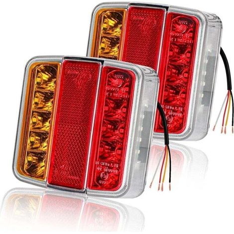 Feux Arrière De Remorque 26 Led 12v – Étanches Ip67 – Multifonction Clignotants, Feux Stop, Plaque – Installation Facile Sur Camion, Caravane, Bateau