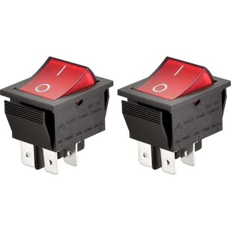 Interrupteur À Bascule Marche/arrêt À 4 Broches, Lumière Rouge (pack De 2)