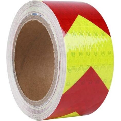 Rouge/jaune - Bande Réfléchissante Flèche, Bande D'Avertissement Réfléchissante, Rouleau De Bande De Sécurité Pour Le Transport - 5cm-25m