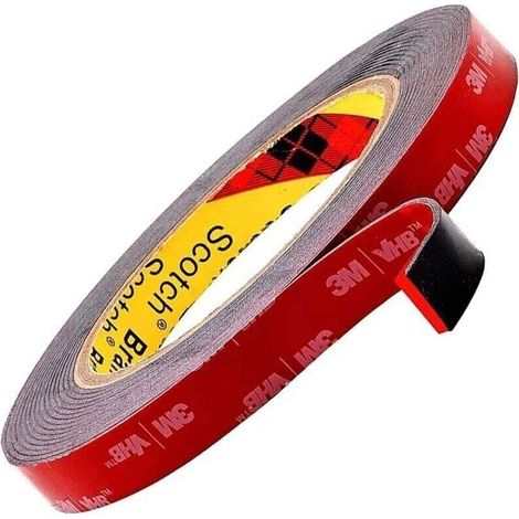 Ruban Adhésif Double Face 3m Vhb, Extra Fort, Noir, Imperméable, Résistant Aux Hautes Températures, Pour Usage Intérieur Et Extérieur, 3 M X 1,5 Cm