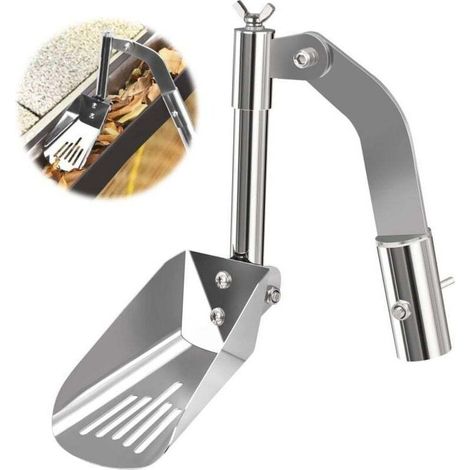 Pelle De Nettoyage De Gouttières – Outil De Nettoyage De Gouttières De 12 Cm Avec Adaptateur D'Angle, Pelle D'Angle En Acier Inoxydable Pour Maisons Mitoyennes, Fossés De Jardin Et Drainage