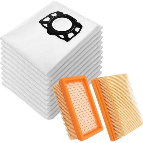 Lot De 15 Sachets D'Aspirateur Kfi 487 2.863-006.0 + 2 Filtres Kfi 4410 Pour Aspirateur Kärcher Wd4 Wd5 Wd6 Wd5p Wd6p Premium Mv4 Mv5 Mv6 2.863-005.0 (17)
