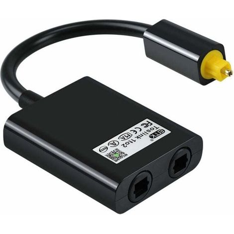 1 A 2 Adaptateur Audio Separateur De Cable Optique Numerique Adaptateur Audio A Fibre Optique Adaptateur De Distributeur A Fibre Optique Noir, Le Noir