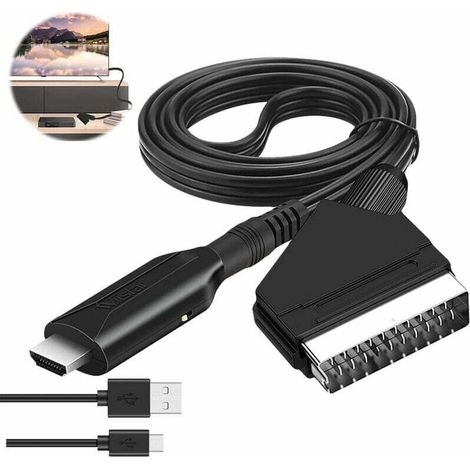 Convertisseur Péritel Vers Hdmi 720p/1080p – Technologie De Mise À L'Échelle – Compatible Scart – Plug And Play Pour Hdtv/dvd/ps3