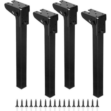 Pieds De Table Pliants En Métal Noir – Hauteur 30 Cm – 4 Pieds Avec Vis Pré-percées – Pour Tables Et Bureaux