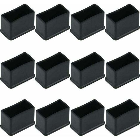 Lot De 12 Embouts De Protection Rectangulaires En Feutre De Caoutchouc – Pour Pieds De Meubles – Dimensions 15 X 30 Mm – Couleur Noire