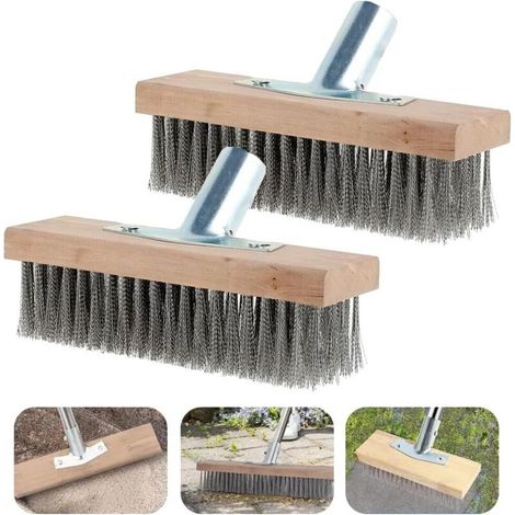 Lot De 2 Balais Métalliques 30 X 7 Cm - Balai Métallique - Balai En Acier Inoxydable - Pour Manche En Bois, Balai De Rue De Jardin, Mauvaises Herbes Et Taches Tenaces