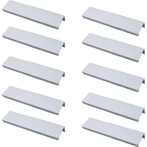 (blanc)lot De 10 Poignée Noir Poignée De Meuble Noir- Poignée Invisible Poignee De Meuble Cuisine Noir Poignée Meuble Noir Mat En Alliage D'Aluminium Entraxe 128mm