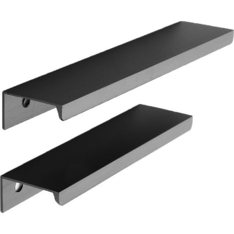 Lot De 6 Poignées De Meuble Noires En Alliage D'Aluminium – Design Invisible – Entraxe 96mm – Dimensions 120x32x20mm