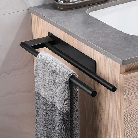 Porte-serviettes Mural Sans Perçage En Acier Inoxydable – Double Bras Auto-adhésif – Finition Mate – Pour Environnements Humides