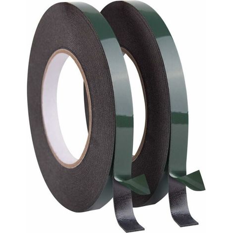 Ruban Adhésif Double Face 12mm – Lot De 2 Rouleaux 10m – Mousse De Pe Extra Fort – Résistant Aux Variations De Température