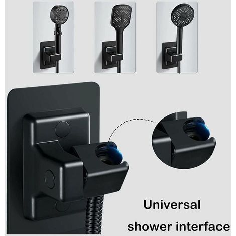 Noir Support De Pommeau De Douche, Support De Douche Universel Réglable À 360 °, Support De Douchette Puissant Sans Perçage, Support De Montage Mural Pour Salle De Bain, Plastique Abs