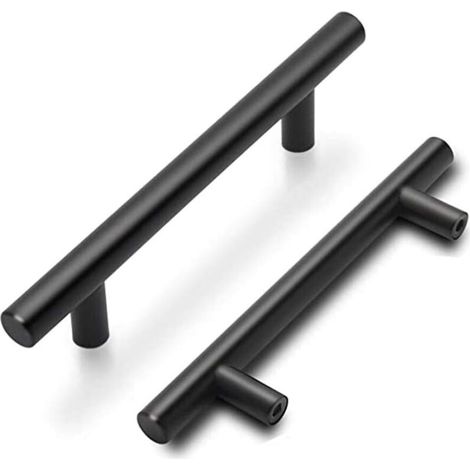 Lot De 5 Poignées De Meuble Noires En Acier Inoxydable – Finition Mate – Entraxe 96mm – Longueur 150mm Pour Cuisine Et Salle De Bain