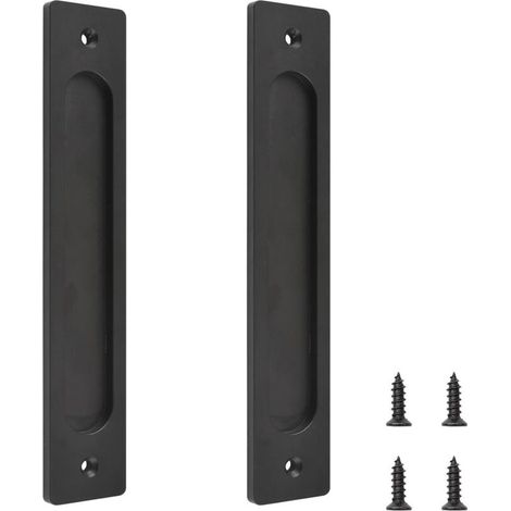 2 Pack Sliding Door Handle Rectangular Door Handle With Screws 220mm Aluminum Alloy For Closets, Sheds, Garages, Barn Doors (black)