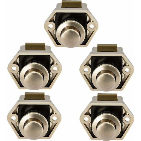 Serrure À Bouton-poussoir Pour Camping-car, Caravane, Ferme-porte D'Armoire, Lot De 5 (nickel)