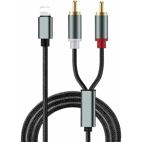 Câble Audio 3,5 Mm Vers 2 Rca – 1 Mètre – Connecteur Pour Amplificateur Et Haut-parleur – Excellente Qualité Sonore