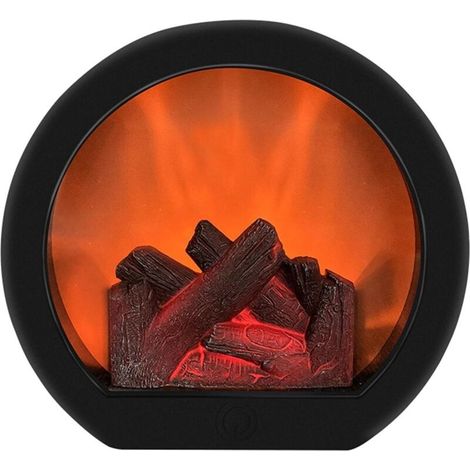 Cheminée Électrique Décorative À Effet De Flamme Led – Dimensions 18,5 × 20 × 10 Cm – Alimentation Usb Ou Piles – Pour Intérieur Et Extérieur