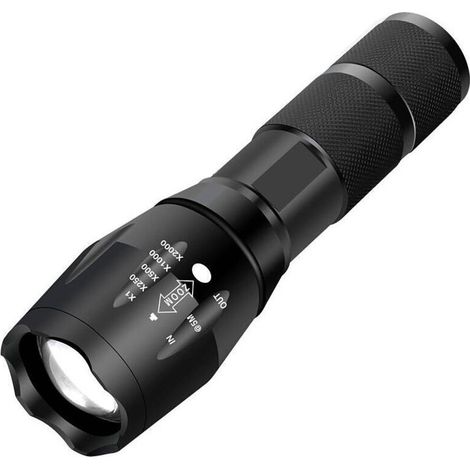 Lampe Torche Led Ultra Puissante – 5 Modes D'Éclairage – Portée Jusqu'à 500m – Conception Antichoc En Aluminium – Batterie Lithium 18650 Incluse - Xml-t6