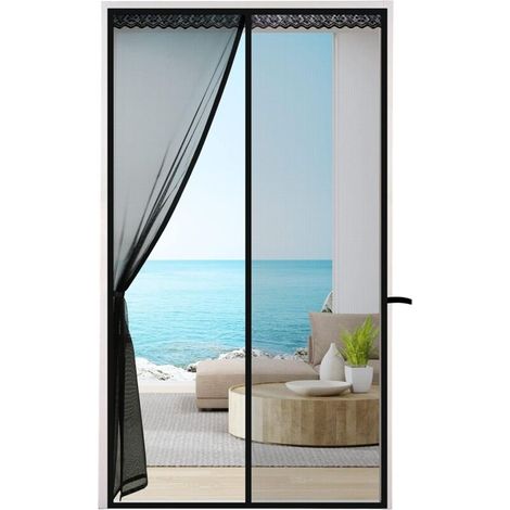 Moustiquaire Magnétique 100x220 Cm, Rideau Magnétique À Mailles Ultra Fines, Noir