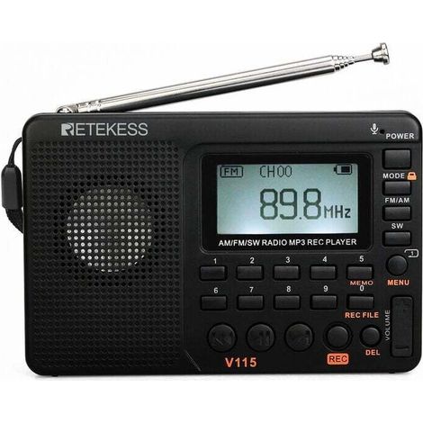 Poste Radio Portable Rechargeable, Radio Fm Am Sw,(noir)