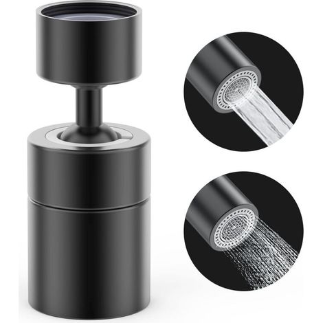 360° Pivotant Aérateur Robinet 2 Modes Réglable Cuisine Robinet En Laiton Massif Interrupteur Tournant Douche Moussante Filtre Adaptateur Économiseur Pour Toilette Salle De Bain (robinet Laqué)