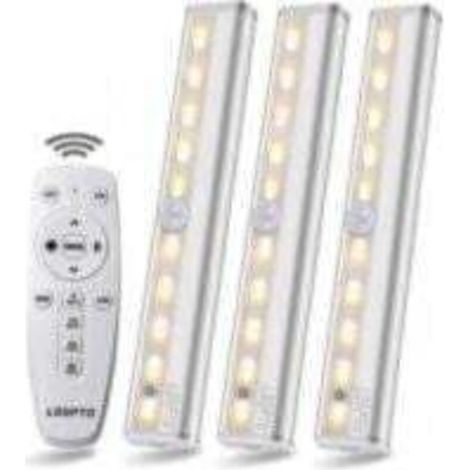 Lampe Led Sans Fil 3 Packs Avec Télécommande - Pour Chambres, Armoires, Vitrines, Aucun Câblage Requis