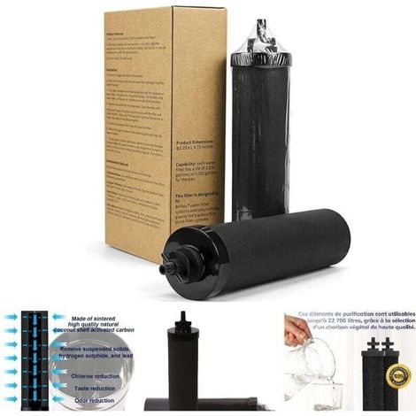 Lot De 2 Filtres À Eau Nsf/ansi 42 Et 372 – Remplacement Pour Systèmes Berkey – Réduction Contaminants 99,99% – Charbon Actif En Coquille De Coco