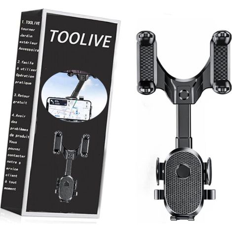 Support Téléphone Voiture Rétractable – Rotation 360° – Compatible Avec Smartphones 3-7 Pouces – Installation Facile Sur Tableau De Bord