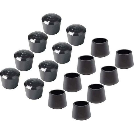 16 Paquet Embouts De Protection De Chaise, Embout Pied De Chaise Caoutchouc Pied De Chaise Protection Embouts, Diamètre Intérieur - 7/8 Pouce / 22 Mm, Noir