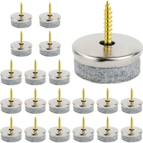 20 Pièces Patins En Feutre Pour Meubles, 28mm Glisseurs Chaise À Clouer, Ronds, Faciles À Installer, Pour Protéger Les Sols Des Pieds De Table