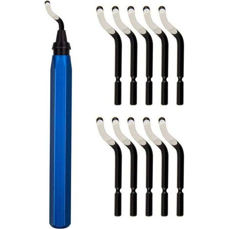 Outil D'Ébavurage, Outil D'Ébavurage Avec 10 Lames De Rechange En Acier Bs1010, Lames D'Ébavurage Rotatives À 360 °, Outil À Main En Aluminium, Impression 3d, Cuivre Et Acier, Plastique,