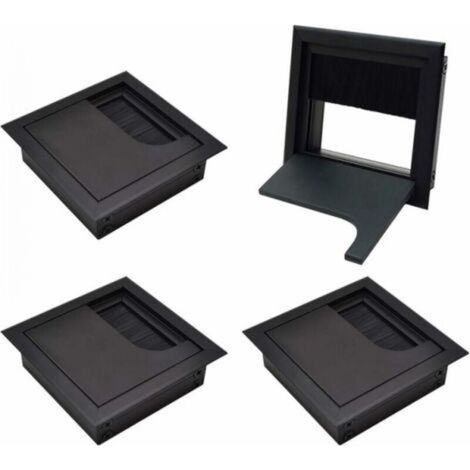 4pcs Couvercle Passe Câbles Fil Carrée 80x 80mm Pour Encastrer Sur Table De Bureau Organisateur De Cables Pour Meuble Aluminium Noir Anodisé Passage De Câble Cache-câble