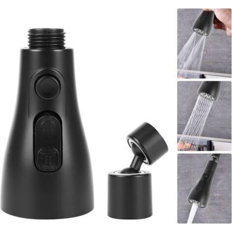 (noir) Bec De Robinet De Cuisine, Rallonge De Robinet Rotative À 360°, Aérateur De Robinet De Douche Avec 3 Modes, Bec De Robinet, Réglage Extractible.