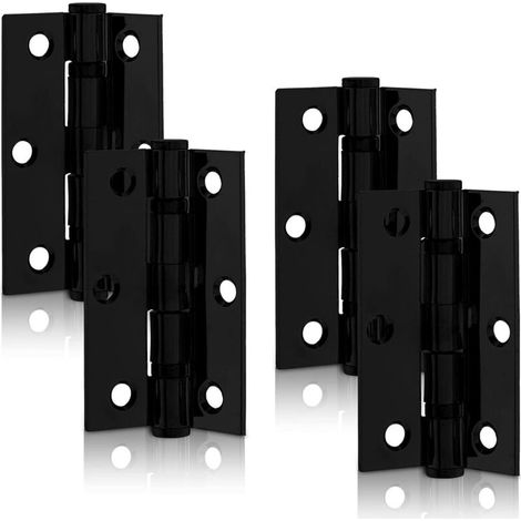 Charnières À Roulement À Billes Noir Mat De 3 Pouces (75 Mm), Charnière De Porte En Acier Pour Portes En Bois (2 Paires)