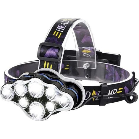 Lampe Frontale Puissante De 18000 Lumens Avec 8 Têtes Led Lampe Frontale Led Rechargeable Avec 8 Modes, Parfaite Pour Les Sports De Plein Air.