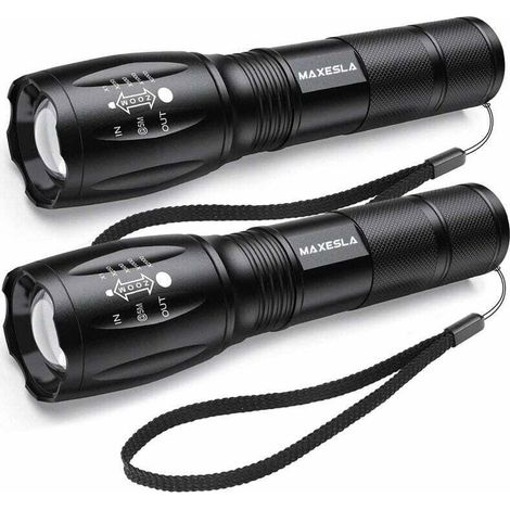 Lampe Torche Led Ultra Puissante - 2000 Lumens, Étanche Ip65, Zoomable, 5 Modes D'Éclairage (lot De 2)