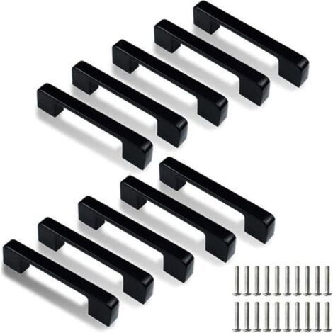 Lot De 10 Poignées De Porte De Cuisine Carrées En Acier Inoxydable Avec Trou Central De 128 Mm (vis Incluses)